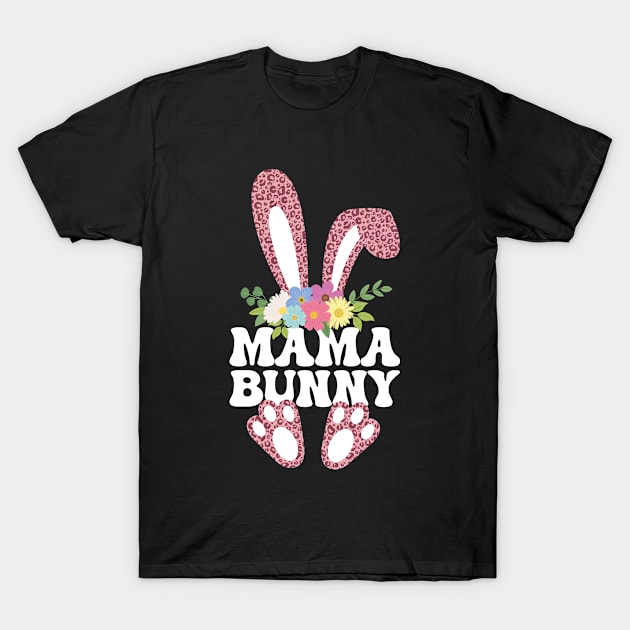 Mama Bunny Cute Leopard Print Family Matching Easter Day T-Shirt by Julorzo